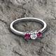 2 - Quyen 0.57 ctw (4.00 mm) Round Rhodolite Garnet and Lab Grown Diamond Three Stone Engagement Ring  