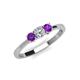 3 - Quyen 0.49 ctw (4.00 mm) Round Amethyst and Lab Grown Diamond Three Stone Engagement Ring  