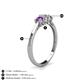 4 - Quyen 0.49 ctw (4.00 mm) Round Amethyst and Lab Grown Diamond Three Stone Engagement Ring  