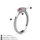 4 - Quyen 0.49 ctw (4.00 mm) Round Pink Tourmaline and Lab Grown Diamond Three Stone Engagement Ring  