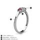 4 - Quyen 0.57 ctw (4.00 mm) Round Rhodolite Garnet and Lab Grown Diamond Three Stone Engagement Ring  