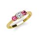 3 - Quyen 0.90 ctw (5.00 mm) Round Lab Grown Diamond and Pink Tourmaline Three Stone Engagement Ring 