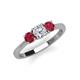 3 - Quyen 1.03 ctw (5.00 mm) Round Lab Grown Diamond and Ruby Three Stone Engagement Ring 