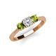 3 - Quyen 1.13 ctw (5.00 mm) Round Lab Grown Diamond and Peridot Three Stone Engagement Ring 