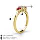 4 - Quyen 1.03 ctw (5.00 mm) Round Lab Grown Diamond and Ruby Three Stone Engagement Ring 