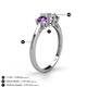 4 - Quyen 0.90 ctw (5.00 mm) Round Lab Grown Diamond and Amethyst Three Stone Engagement Ring 