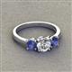 3 - Quyen IGI Certified 1.80 ctw (6.50 mm) Round Lab Grown Diamond and Iolite Three Stone Engagement Ring 