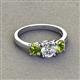 3 - Quyen IGI Certified 2.00 ctw (6.50 mm) Round Lab Grown Diamond and Peridot Three Stone Engagement Ring 
