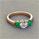 3 - Quyen IGI Certified 1.80 ctw (6.50 mm) Round Lab Grown Diamond and Emerald Three Stone Engagement Ring 