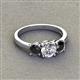 3 - Quyen IGI Certified 2.00 ctw (6.50 mm) Round Lab Grown Diamond and Black Diamond Three Stone Engagement Ring 