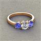 3 - Quyen IGI Certified 1.94 ctw (6.50 mm) Round Lab Grown Diamond and Tanzanite Three Stone Engagement Ring 