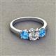 3 - Quyen IGI Certified 2.00 ctw (6.50 mm) Round Lab Grown Diamond and Blue Topaz Three Stone Engagement Ring 