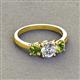 3 - Quyen IGI Certified 2.00 ctw (6.50 mm) Round Lab Grown Diamond and Peridot Three Stone Engagement Ring 