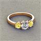 3 - Quyen IGI Certified 2.06 ctw (6.50 mm) Round Lab Grown Diamond and Yellow Sapphire Three Stone Engagement Ring 