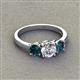 3 - Quyen IGI Certified 2.00 ctw (6.50 mm) Round Lab Grown Diamond and London Blue Topaz Three Stone Engagement Ring 
