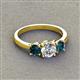 3 - Quyen IGI Certified 2.00 ctw (6.50 mm) Round Lab Grown Diamond and London Blue Topaz Three Stone Engagement Ring 