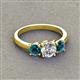 3 - Quyen IGI Certified 2.00 ctw (6.50 mm) Round Lab Grown Diamond and Blue Diamond Three Stone Engagement Ring 