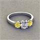 3 - Quyen IGI Certified 2.00 ctw (6.50 mm) Round Lab Grown Diamond and Yellow Diamond Three Stone Engagement Ring 