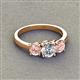 3 - Quyen IGI Certified 1.96 ctw (6.50 mm) Round Lab Grown Diamond and Morganite Three Stone Engagement Ring 