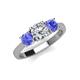 4 - Quyen IGI Certified 1.94 ctw (6.50 mm) Round Lab Grown Diamond and Tanzanite Three Stone Engagement Ring 