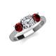 4 - Quyen IGI Certified 2.26 ctw (6.50 mm) Round Lab Grown Diamond and Red Garnet Three Stone Engagement Ring 