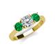 4 - Quyen IGI Certified 1.80 ctw (6.50 mm) Round Lab Grown Diamond and Emerald Three Stone Engagement Ring 