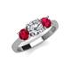 4 - Quyen IGI Certified 2.10 ctw (6.50 mm) Round Lab Grown Diamond and Ruby Three Stone Engagement Ring 