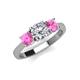 4 - Quyen IGI Certified 2.05 ctw (6.50 mm) Round Lab Grown Diamond and Pink Sapphire Three Stone Engagement Ring 