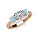 4 - Quyen IGI Certified 1.80 ctw (6.50 mm) Round Lab Grown Diamond and Aquamarine Three Stone Engagement Ring 