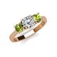 4 - Quyen IGI Certified 2.00 ctw (6.50 mm) Round Lab Grown Diamond and Peridot Three Stone Engagement Ring 