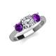 4 - Quyen IGI Certified 1.80 ctw (6.50 mm) Round Lab Grown Diamond and Amethyst Three Stone Engagement Ring 