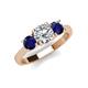 4 - Quyen IGI Certified 2.70 ctw (7.00 mm) Round Lab Grown Diamond and Blue Sapphire Three Stone Engagement Ring 