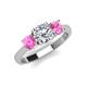 4 - Quyen IGI Certified 2.35 ctw (7.00 mm) Round Lab Grown Diamond and Pink Sapphire Three Stone Engagement Ring 