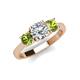 4 - Quyen IGI Certified 2.30 ctw (7.00 mm) Round Lab Grown Diamond and Peridot Three Stone Engagement Ring 