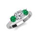 4 - Quyen IGI Certified 2.10 ctw (7.00 mm) Round Lab Grown Diamond and Emerald Three Stone Engagement Ring 