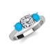 4 - Quyen IGI Certified 2.02 ctw (7.00 mm) Round Lab Grown Diamond and Turquoise Three Stone Engagement Ring 