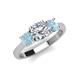 4 - Quyen IGI Certified 2.10 ctw (7.00 mm) Round Lab Grown Diamond and Aquamarine Three Stone Engagement Ring 