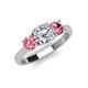 4 - Quyen IGI Certified 2.10 ctw (7.00 mm) Round Lab Grown Diamond and Pink Tourmaline Three Stone Engagement Ring 