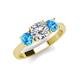 4 - Quyen IGI Certified 2.30 ctw (7.00 mm) Round Lab Grown Diamond and Blue Topaz Three Stone Engagement Ring 