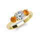 4 - Quyen IGI Certified 2.10 ctw (7.00 mm) Round Lab Grown Diamond and Citrine Three Stone Engagement Ring 