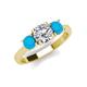 4 - Quyen IGI Certified 2.02 ctw (7.00 mm) Round Lab Grown Diamond and Turquoise Three Stone Engagement Ring 