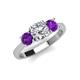 4 - Quyen IGI Certified 2.10 ctw (7.00 mm) Round Lab Grown Diamond and Amethyst Three Stone Engagement Ring 