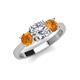 4 - Quyen IGI Certified 2.10 ctw (7.00 mm) Round Lab Grown Diamond and Citrine Three Stone Engagement Ring 