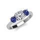 4 - Quyen IGI Certified 2.10 ctw (7.00 mm) Round Lab Grown Diamond and Iolite Three Stone Engagement Ring 