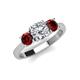4 - Quyen IGI Certified 2.56 ctw (7.00 mm) Round Lab Grown Diamond and Red Garnet Three Stone Engagement Ring 