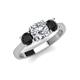 4 - Quyen IGI Certified 2.30 ctw (7.00 mm) Round Lab Grown Diamond and Black Diamond Three Stone Engagement Ring 