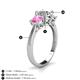 5 - Quyen IGI Certified 2.35 ctw (7.00 mm) Round Lab Grown Diamond and Pink Sapphire Three Stone Engagement Ring 