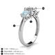 5 - Quyen IGI Certified 2.10 ctw (7.00 mm) Round Lab Grown Diamond and Aquamarine Three Stone Engagement Ring 