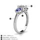 5 - Quyen IGI Certified 2.10 ctw (7.00 mm) Round Lab Grown Diamond and Iolite Three Stone Engagement Ring 