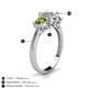 5 - Quyen IGI Certified 2.30 ctw (7.00 mm) Round Lab Grown Diamond and Peridot Three Stone Engagement Ring 
